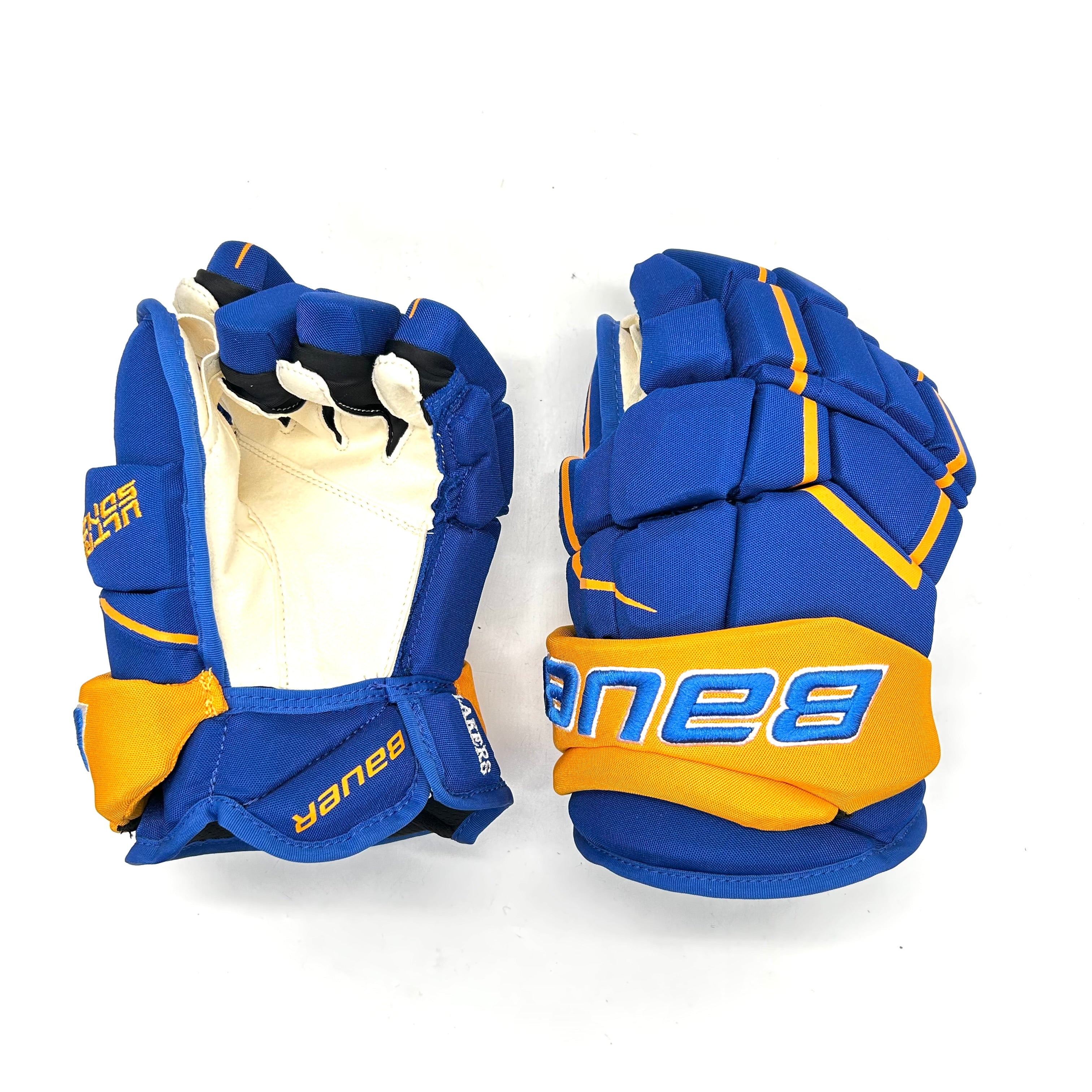 Gants de hockey Bauer Supreme Ultrasonic - NCAA Pro Stock (bleu/jaune)